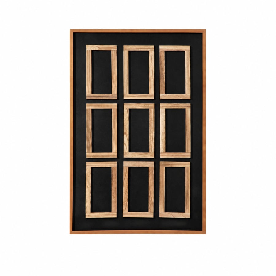 لوحة جدارية هندسية بنمط معماري مودرن بإطار أسود 120 × 80 سم