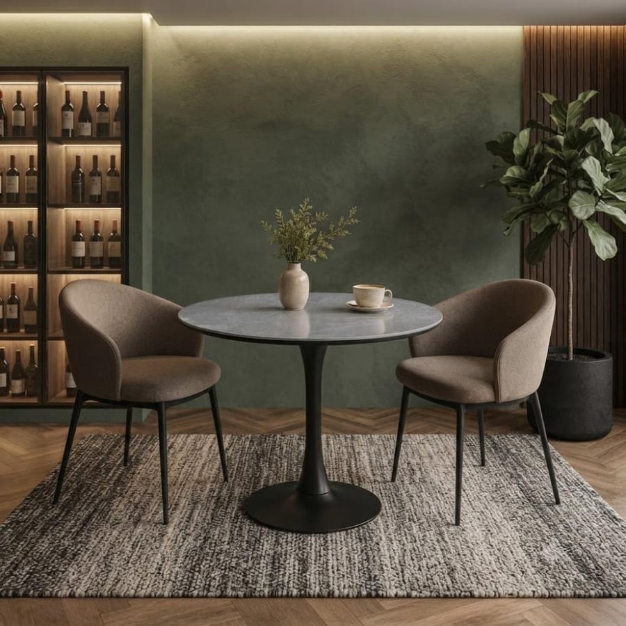طاولة كافيه دائرية سيراميك لون LIGHT GREY