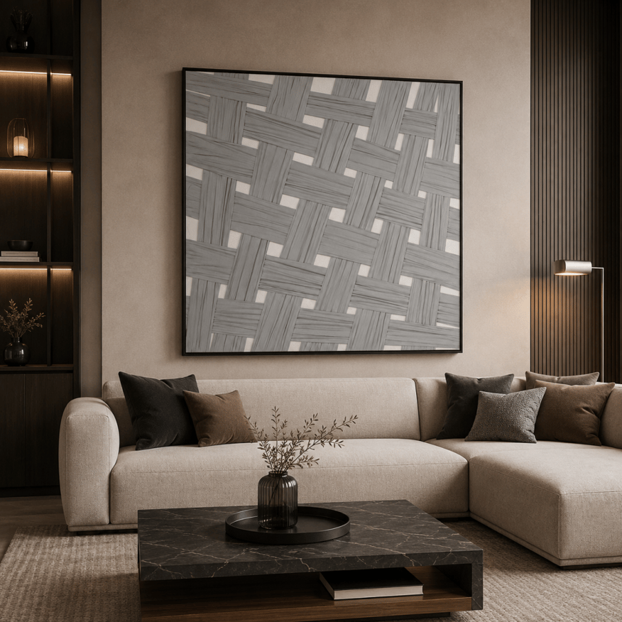 لوحة جدارية هندسية بتوزيع هندسي فاخر 100 في 100 سم
