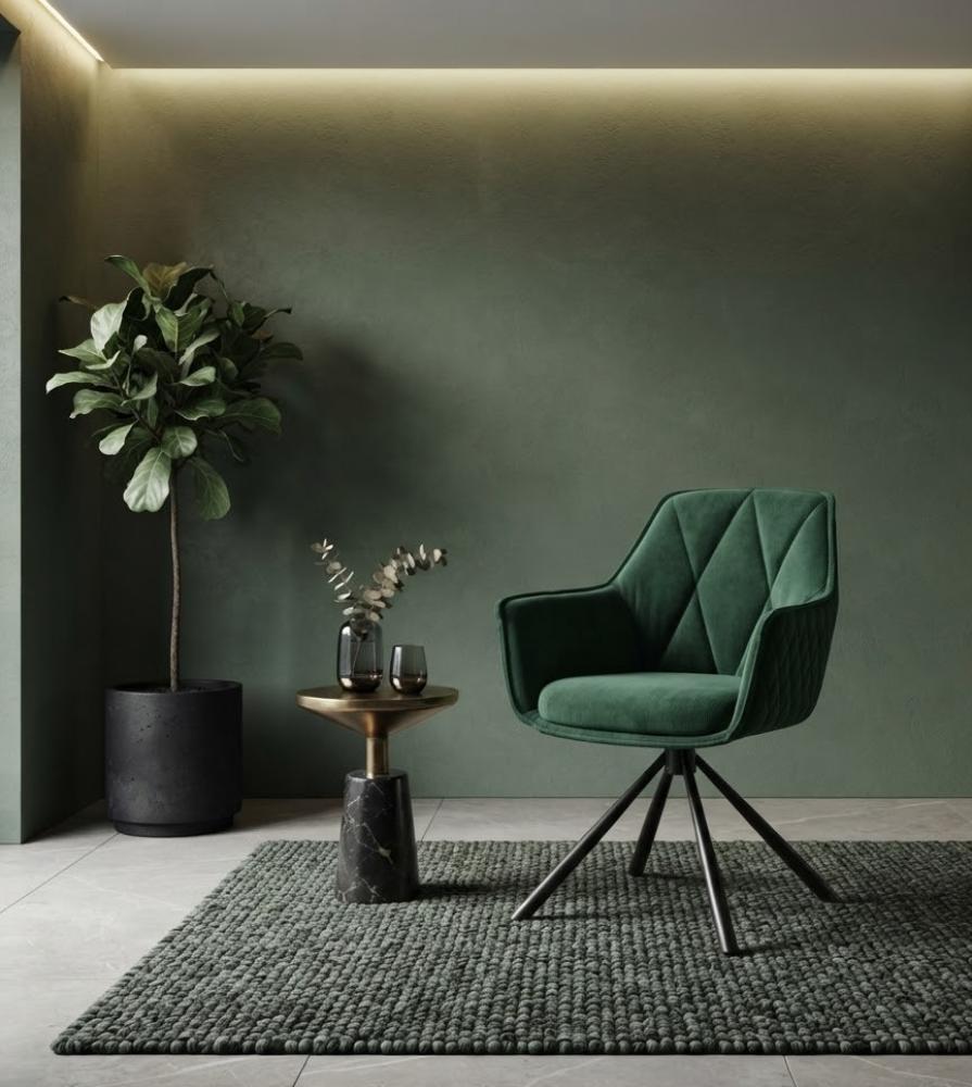 كرسي مفرد DARK GREEN قماش بقاعدة معدنية