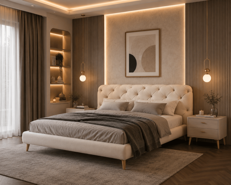 سرير إليغانزا المبطن – أناقة راقية بتفصيل حسب الطلب