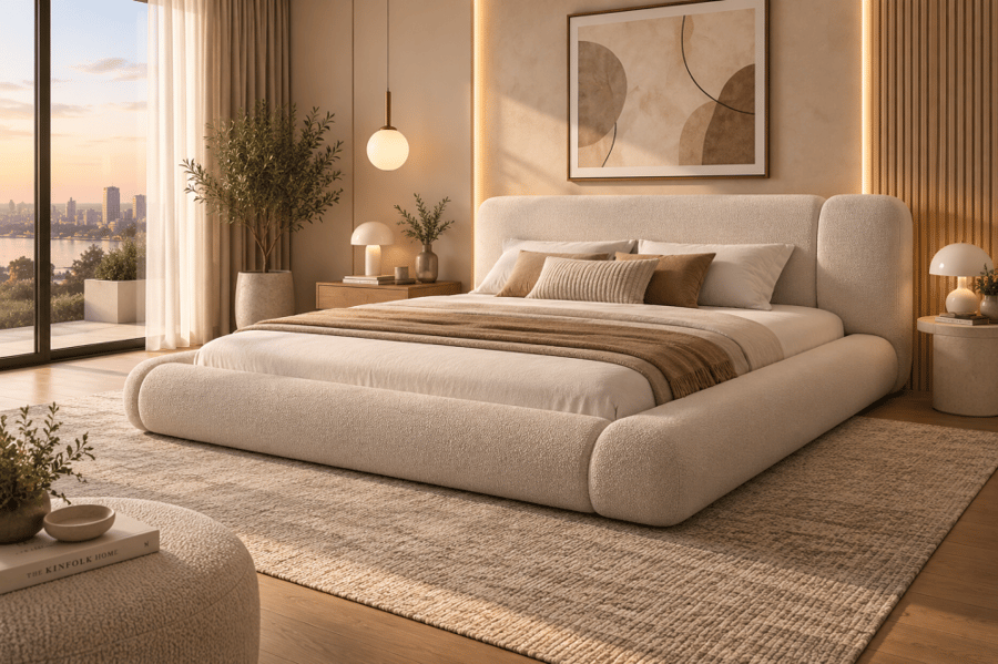 سرير أوريانا – فخامة ناعمة بتصميم منحني