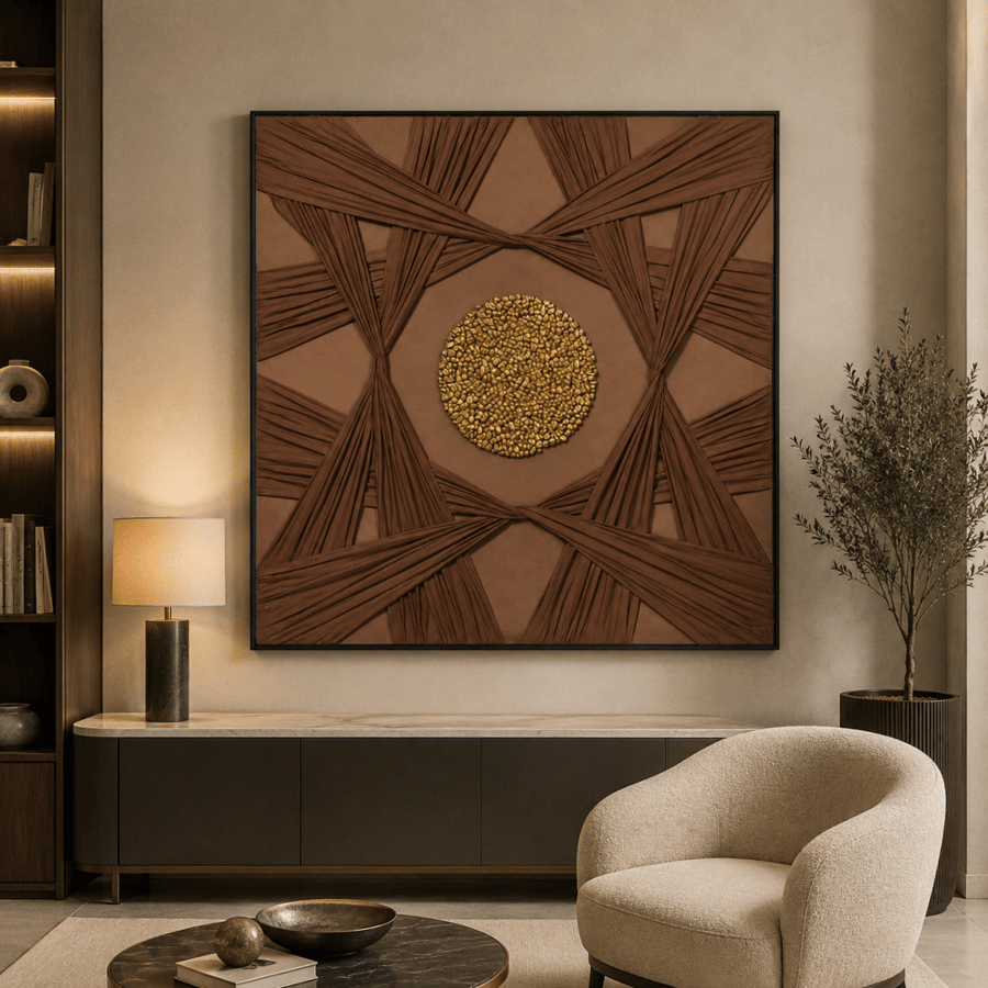 لوحة جدارية هندسية بأشكال متداخلة 100 في 100 سم