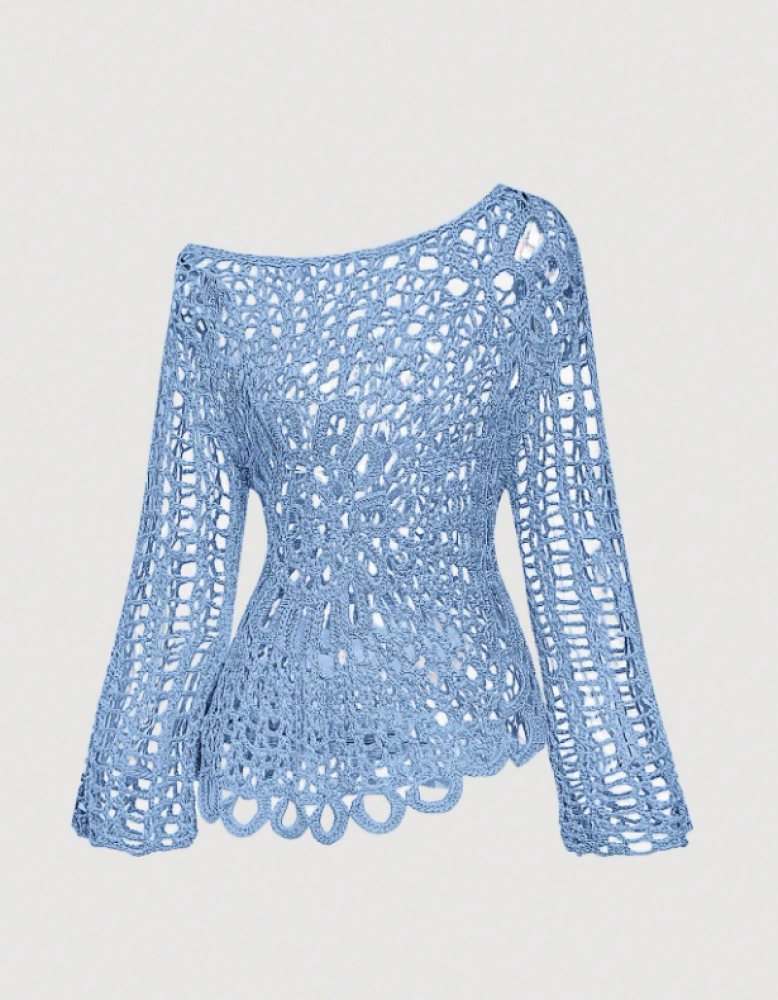 SHEIN MOD غطاء شاطئ كروشيه بلون المشمش للسيدات