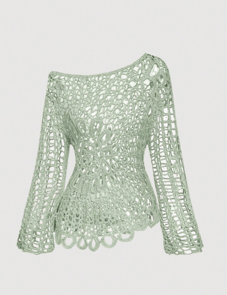 SHEIN MOD غطاء شاطئ كروشيه بلون المشمش للسيدات