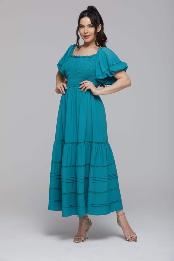 Soft summer dress with gathered bust