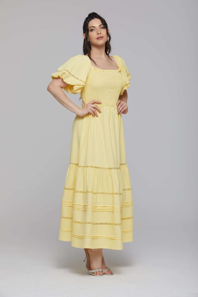 Soft summer dress with gathered bust