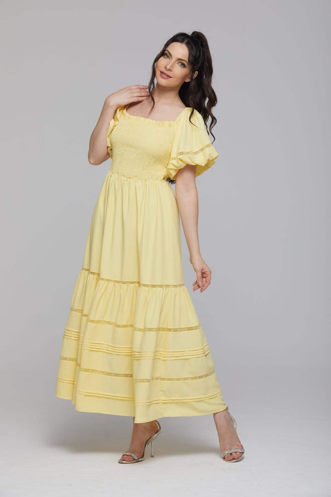 Soft summer dress with gathered bust