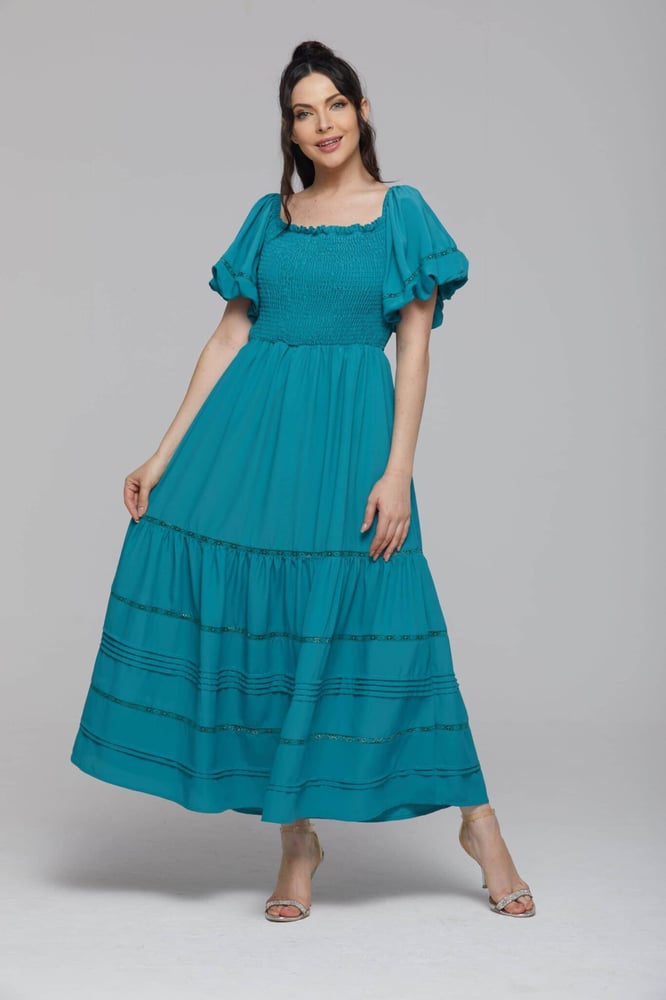 Soft summer dress with gathered bust
