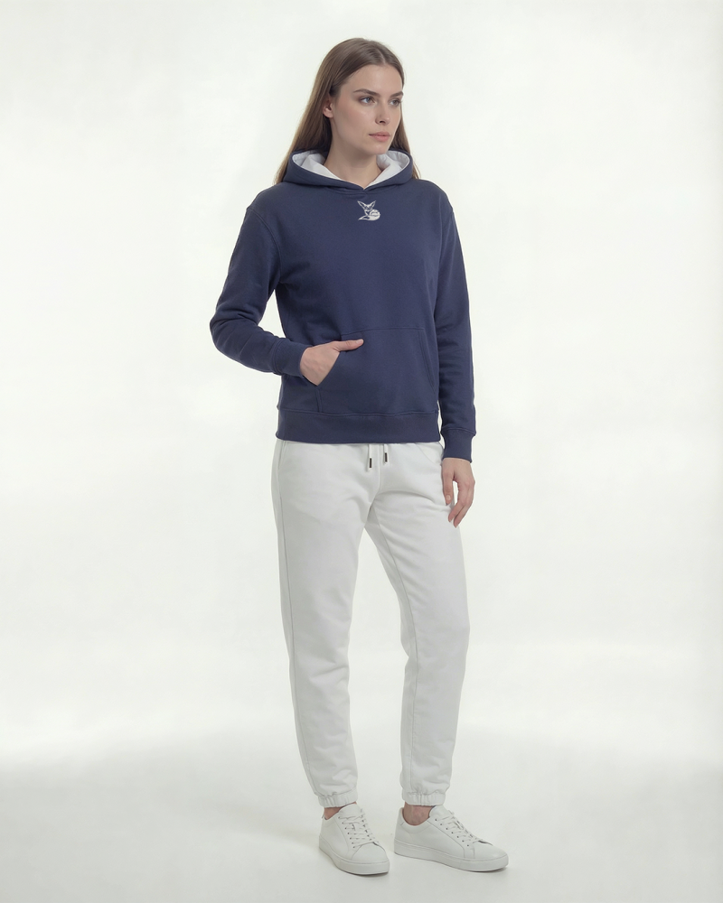 NAVY BLUE & WHITE HOODIE