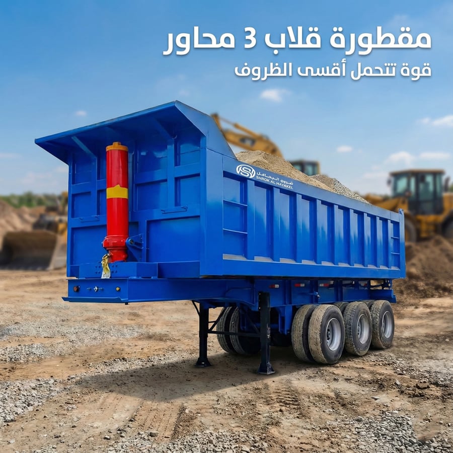 مقطورة قلاب حديدنظام رفع هيدروليكي قوي لنقل الرمل والمخلفات