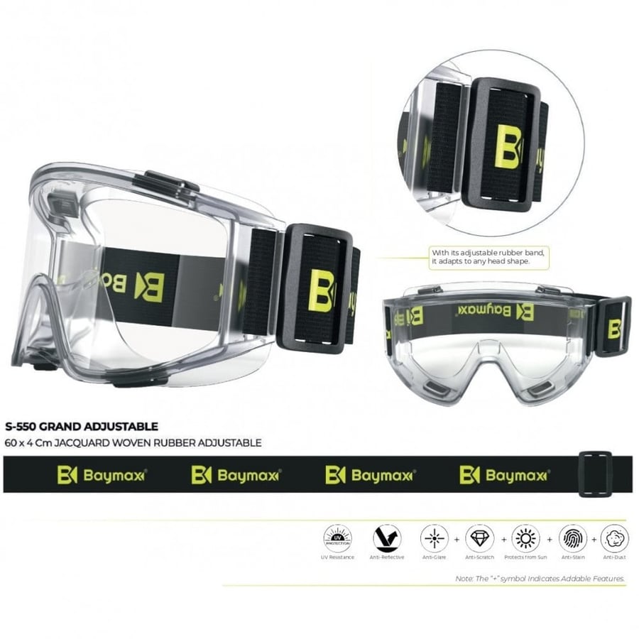 نظارات سلامة ضد الضباب شفاف تركي S-550 - TRANSPARENT - ANTI FOG