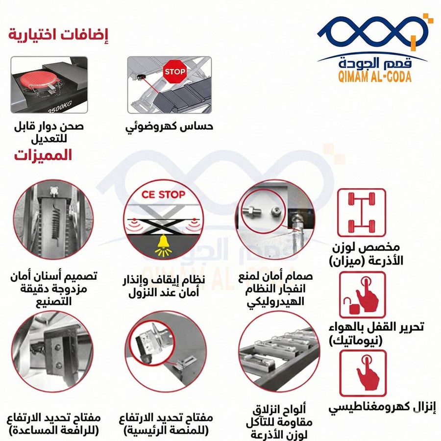 مميزات رافعة الميزان اسنان الامان المزدوجة وصفائح الانزلاق.