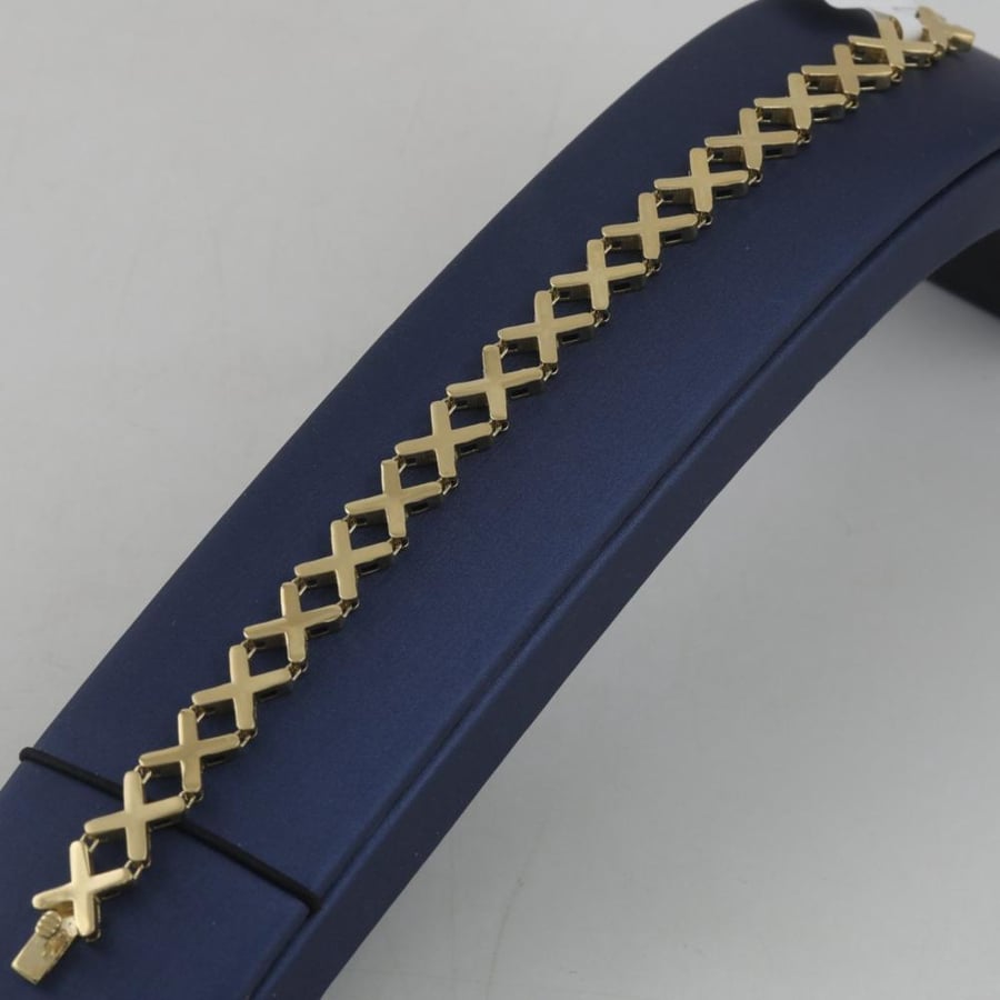 Gold bracelet with X design with matte parts - 18 karat