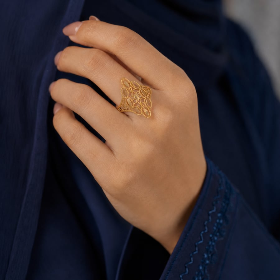 خاتم ذهب معين بتصممي معين لماع - عيار 21