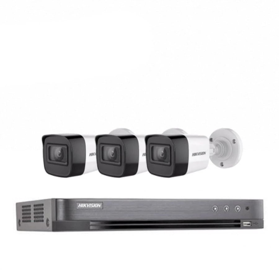 عرض 3 كاميرا مراقبة 8 ميجا هيكفيجن 4K خارجي + جهاز تسجيل 4 قنوات