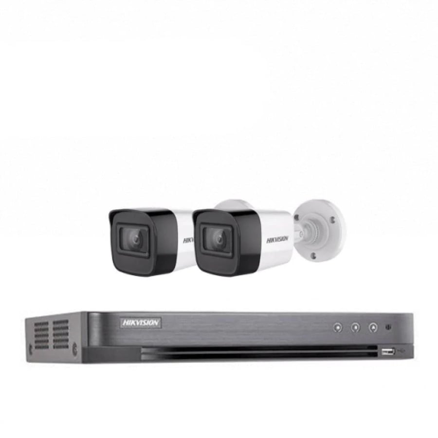 عرض 2 كاميرا مراقبة 8 ميجا هيكفيجن 4K خارجي 80 متر + جهاز تسجيل 4 قنوات