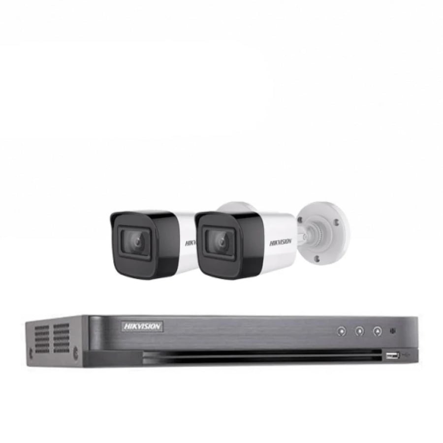 عرض 2 كاميرا مراقبة 8 ميجا هيكفيجن 4K خارجي 30 متر + جهاز تسجيل 4 قنوات