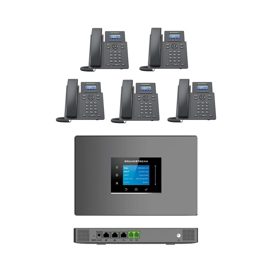 سنترال شبكي IP PBX جراند ستريم مع 5 هواتف داخلية لاسلكية وايفاي