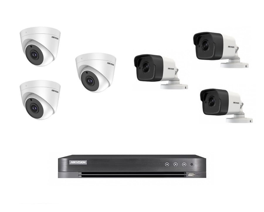 6 cameras 8 mega pixels + 8 port recording device + 1 TB hard drive