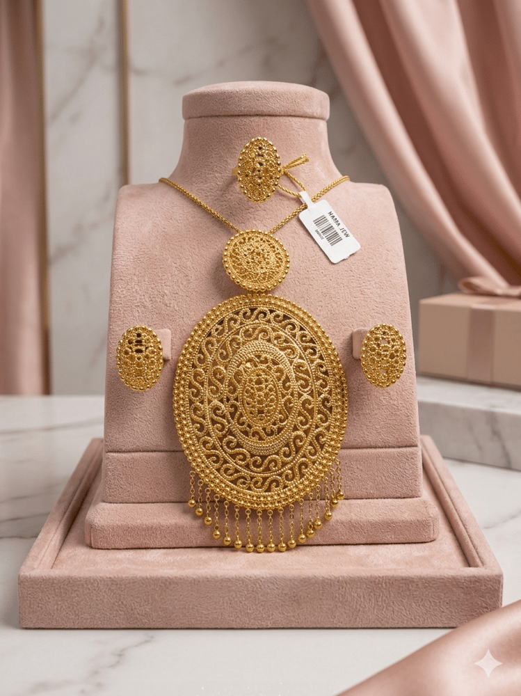 A distinctive half set of 21-karat gold