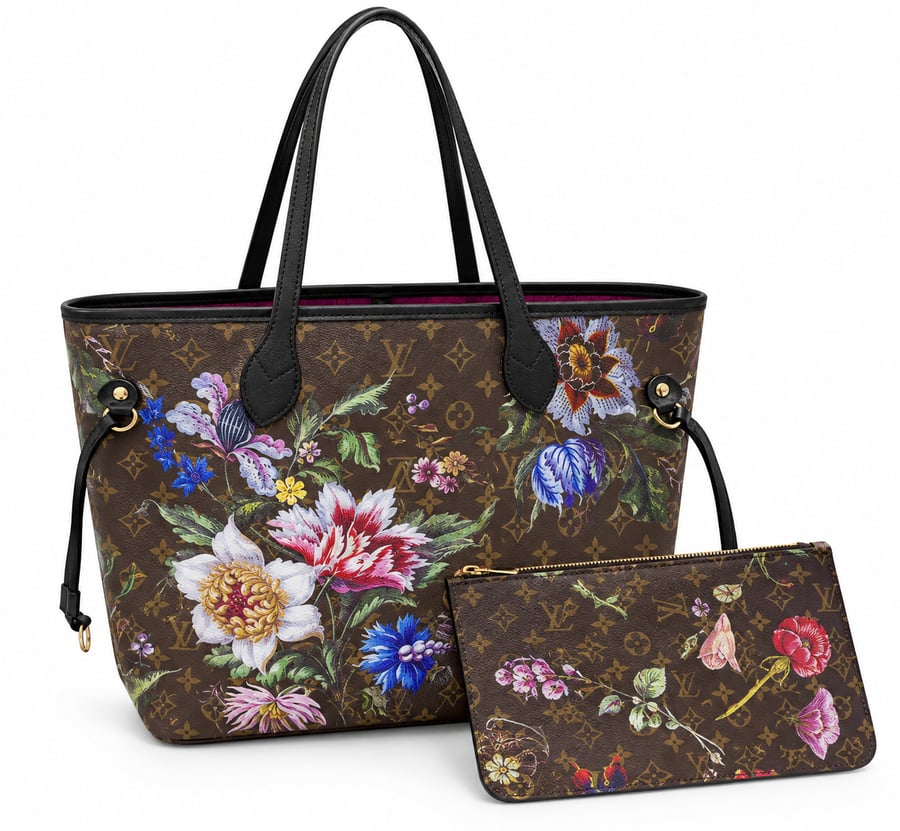 شنطة لويس فويتون بنقشة الزهور مع محفظة – Louis Vuitton Floral Bag