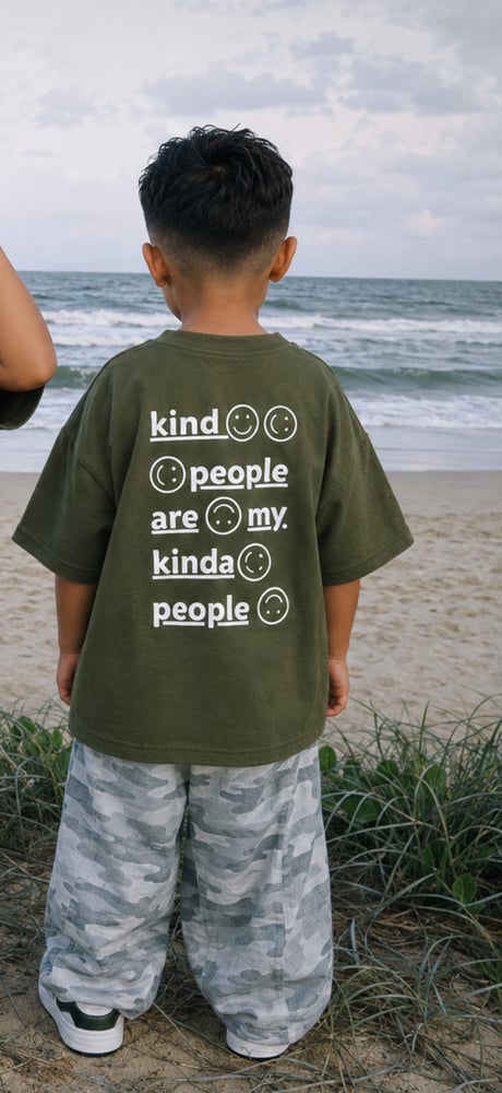 Kids Oversized Olive Green T-Shirt