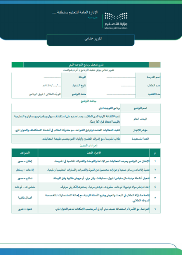 برنامج التوجيه المهني في المدرسة