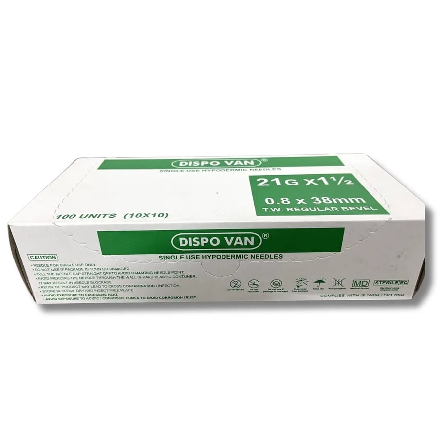 إبر حقن معقمة HMD Dispo Van مقاس 21ج × 1.5 بوصة - 100 حبة