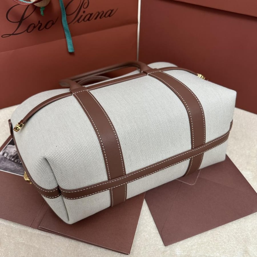 Loro Piana – Ghiera Shopper Small Canvas Caramel