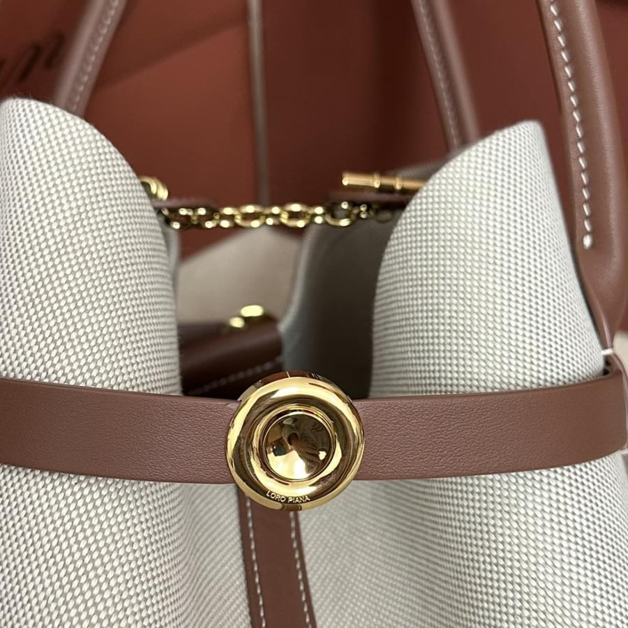 Loro Piana – Ghiera Shopper Small Canvas Caramel