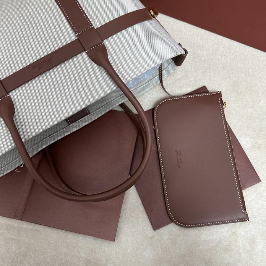 Loro Piana – Ghiera Shopper Small Canvas Caramel