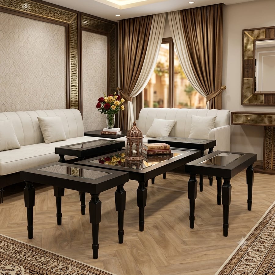طقم طاولات خشب٧قطعة