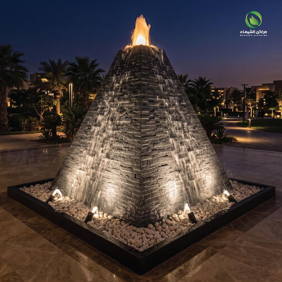 شلال خارجي هرم كبير فيبر حجري 1.5م