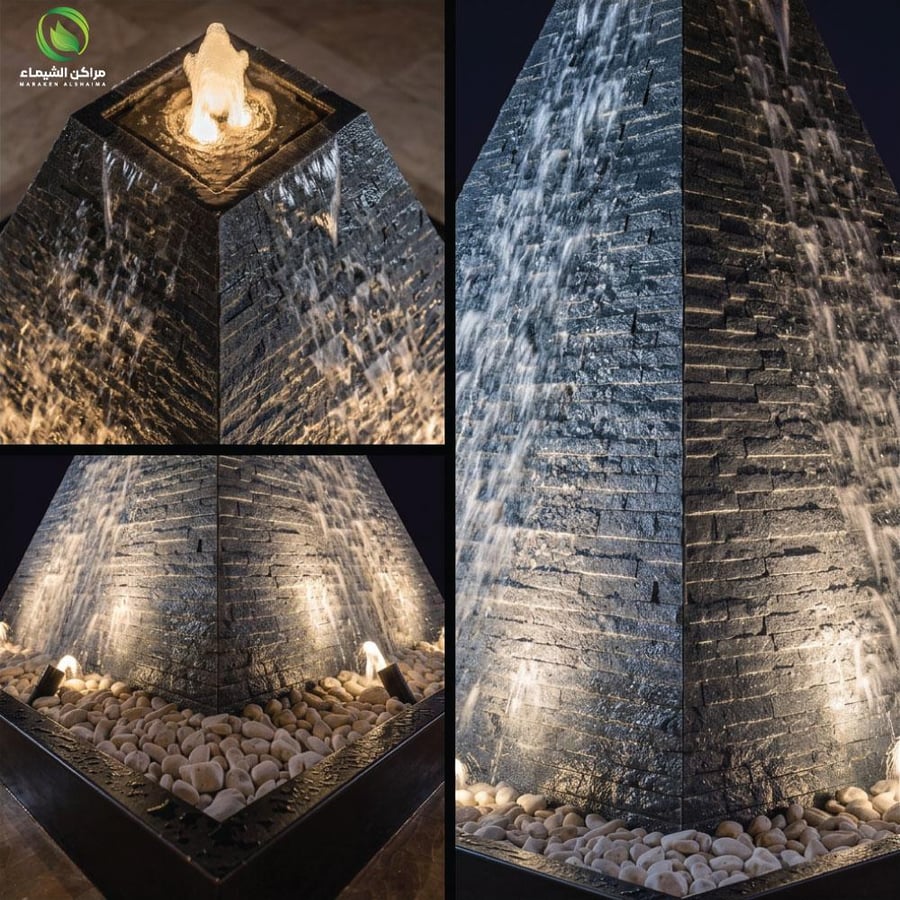 شلال خارجي هرم كبير فيبر حجري 1.5م