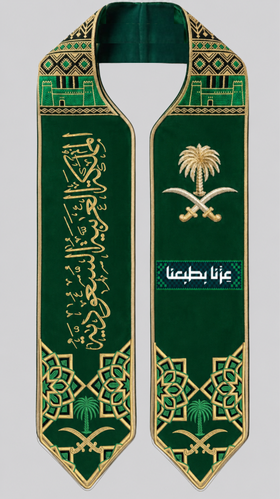 وشاح اليوم الوطني 96 بصميم جديد باللون الاخضر