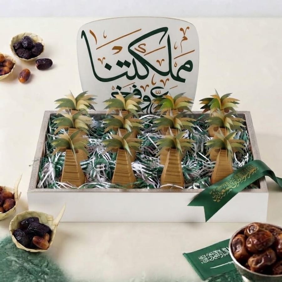 صينية توزيعات اليوم الوطني برحي مجفف بالتبريد (١٢ حبه)
