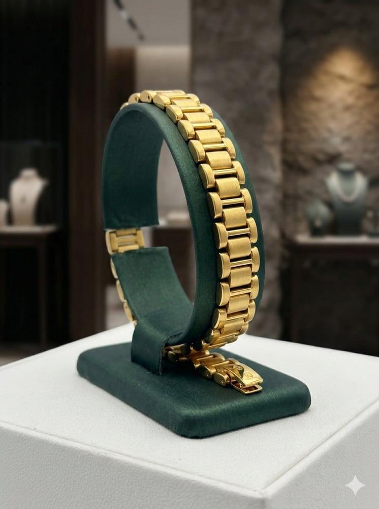 سوار ذهب عيار 21 بتصميم "الجنزير الملكي" المسطح .