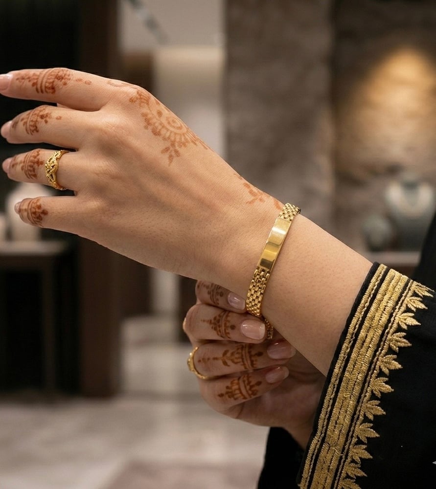 سوار (هوية) ذهب عيار 21 بتصميم جنزير إيطالي فاخر