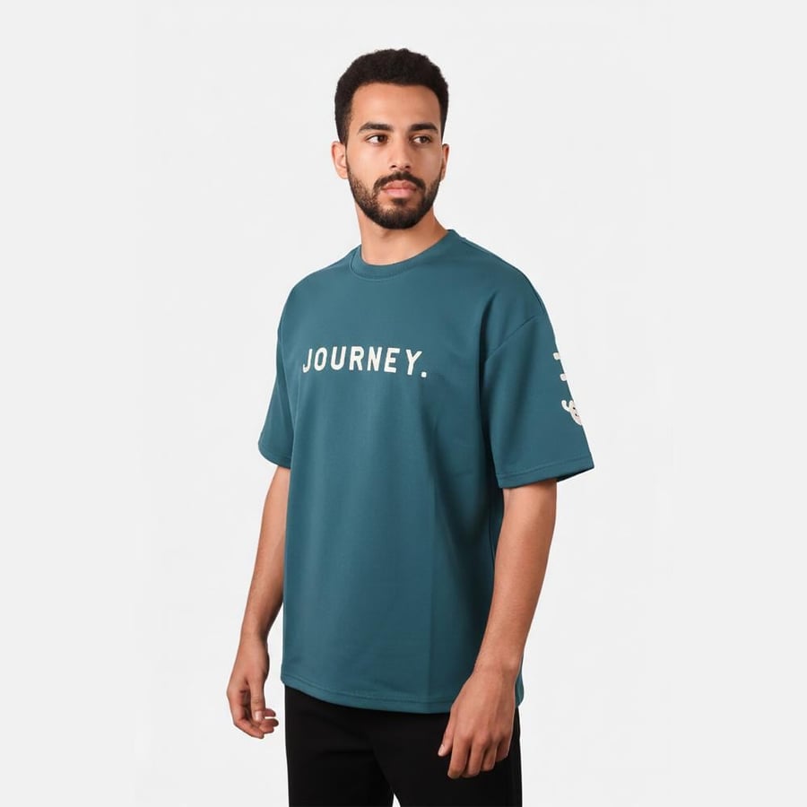 Men's T-shirt oversized style sky color with print Journey Motion Graphic – Black Line