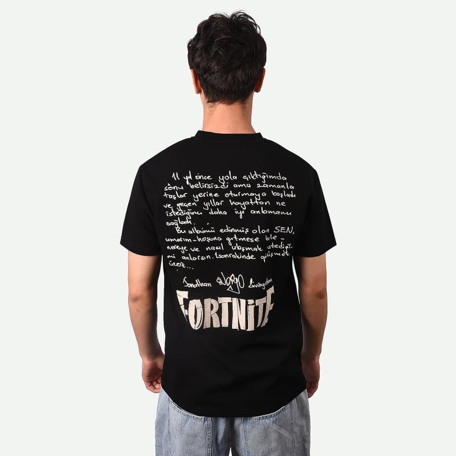 Men's T-shirt Oversized Style Black Color with Drip Text Street Print – Black Line
