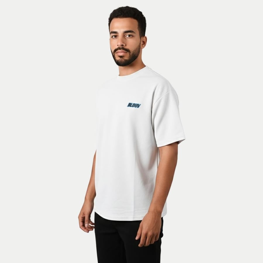 Men's oversized T-shirt white with print Journey Brush Graphic – Black Line