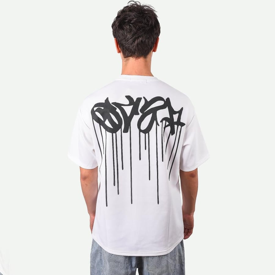 Men's T-shirt oversized style white color with Power print – Black Line