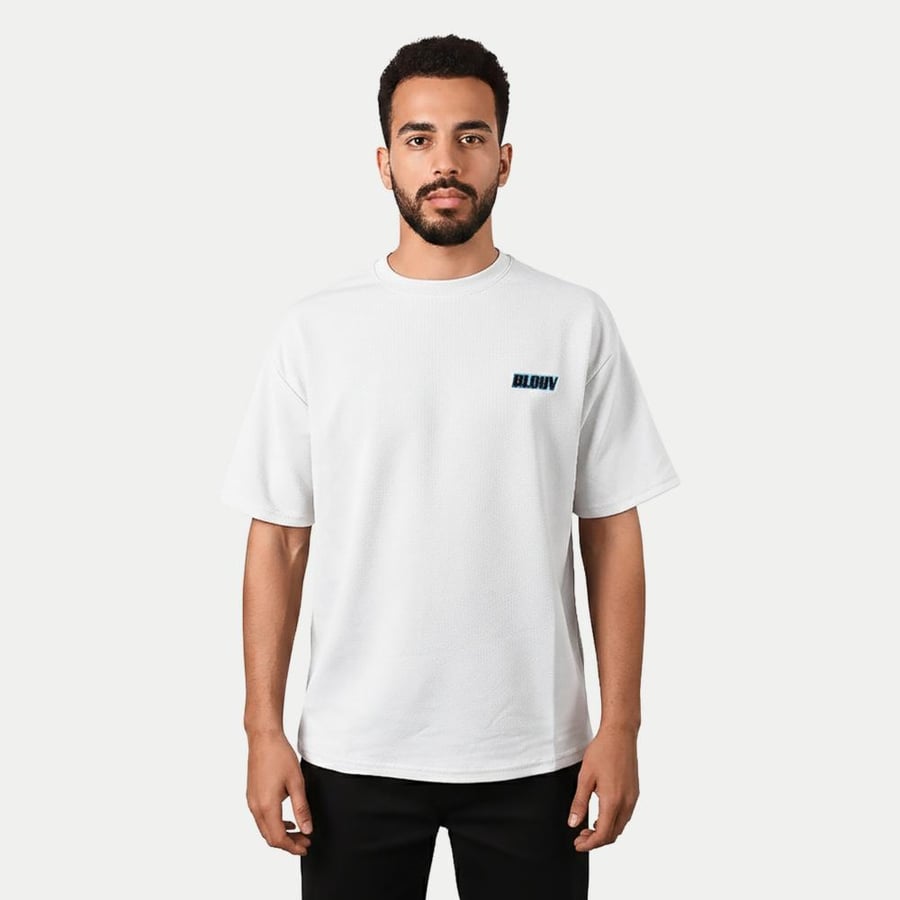 Men's oversized T-shirt white with print Journey Brush Graphic – Black Line