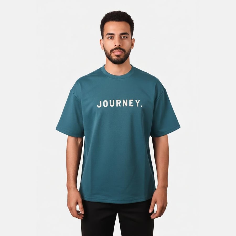 Men's T-shirt oversized style sky color with print Journey Motion Graphic – Black Line
