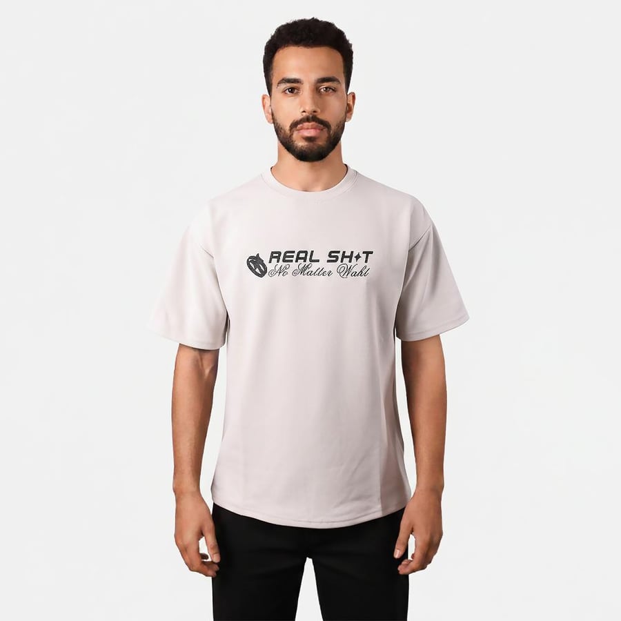 Men's T-shirt oversized style color beige with print Power – Black Line