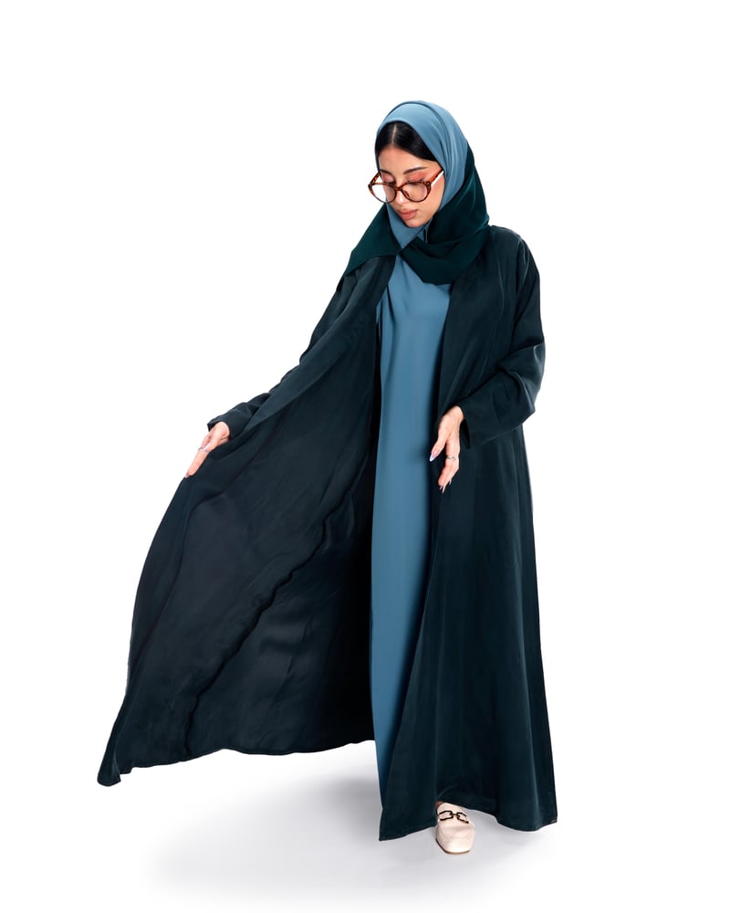 عباية حرير مغسول زيتي