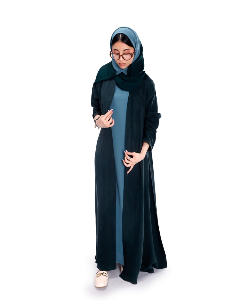 عباية حرير مغسول زيتي