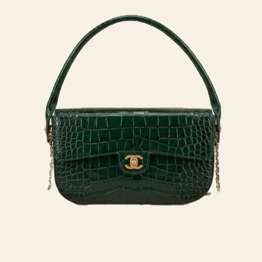 Chanel 26A Crocodile-Embossed Flap Bag with Top Handle