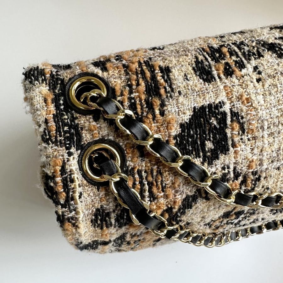Chanel 26A Leopard Tweed CF Maxi Bag - Large